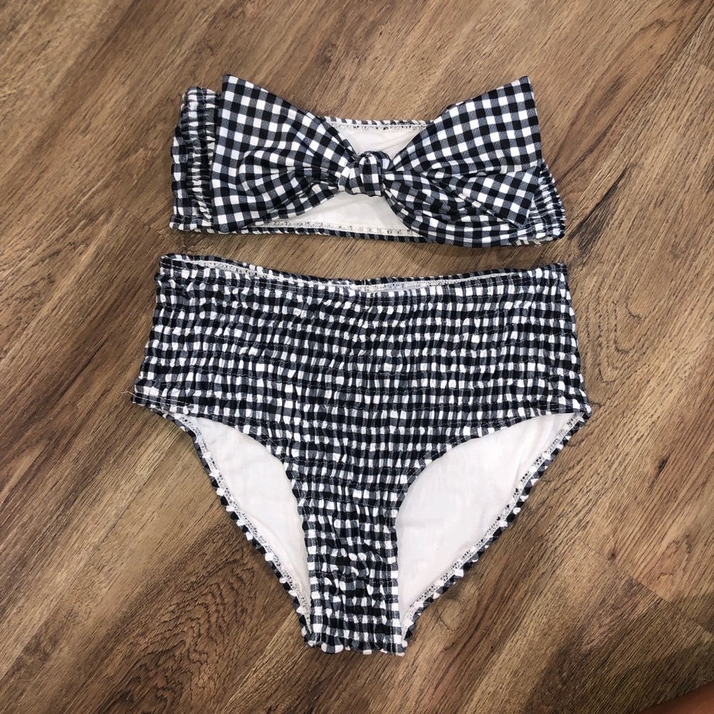 She-In two piece bikini. Black gingham print.